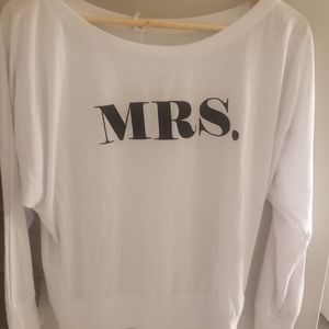 Mrs. (in glitter) boat neck shirt. Size M